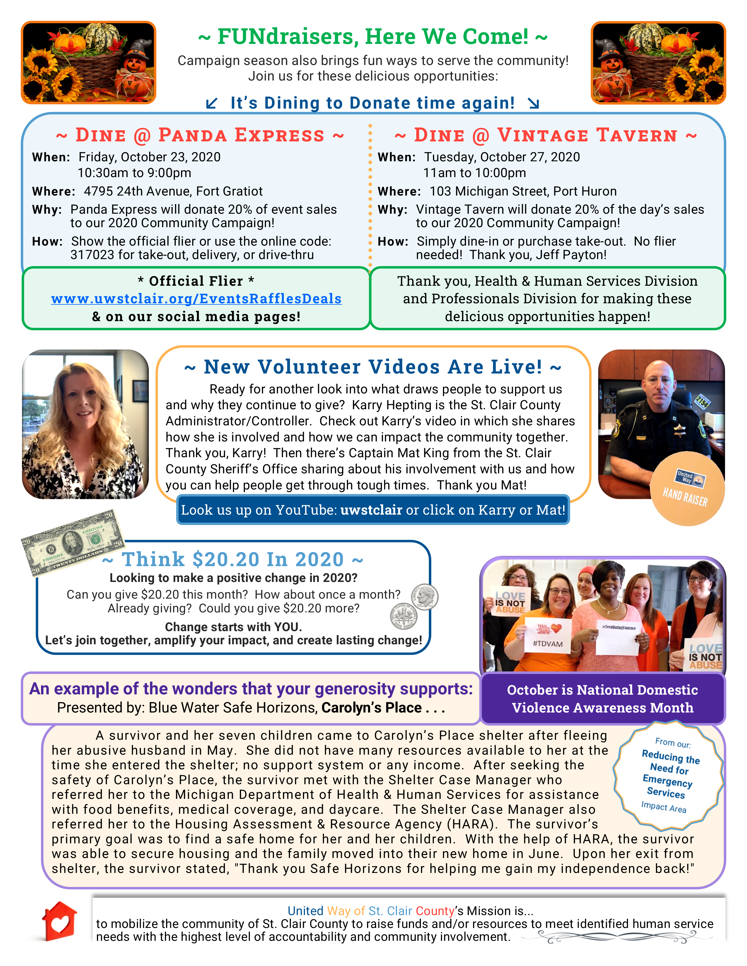 October 9, 2020 Newsletter (back)