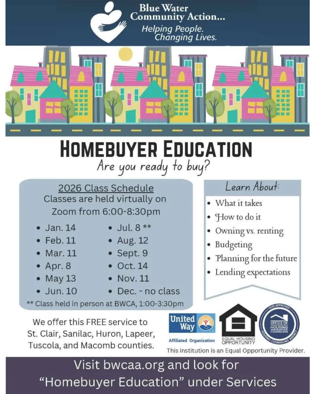 Blue Water Community Action Homebuyer Education Class
